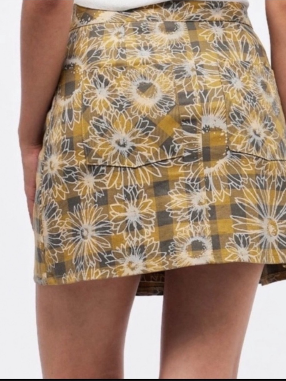 Urban Outfitters Buffalo Plaid Sunflower Mini Skirt - Picture 3 of 7